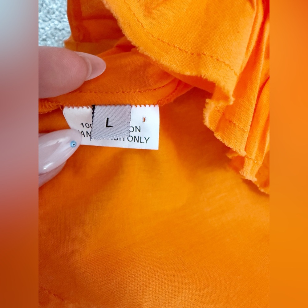Anya Hindmarch - Orange Ruffled Beach Coverup Dress - 100% Cotton - size Large - Picture 10 of 16